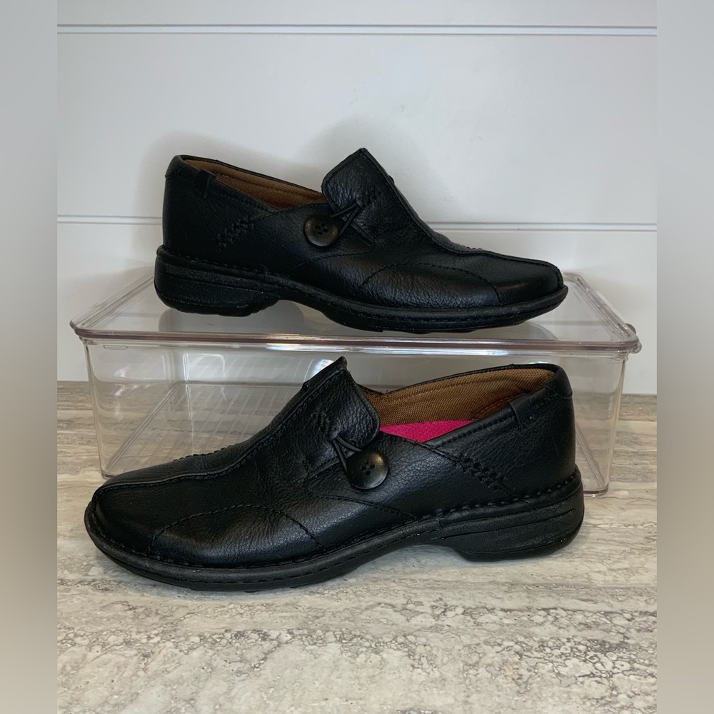 Rockport Split Toe Stitched Black Leather Loafers with Gel Nimbus Soles Size 5.5 - Picture 1 of 4